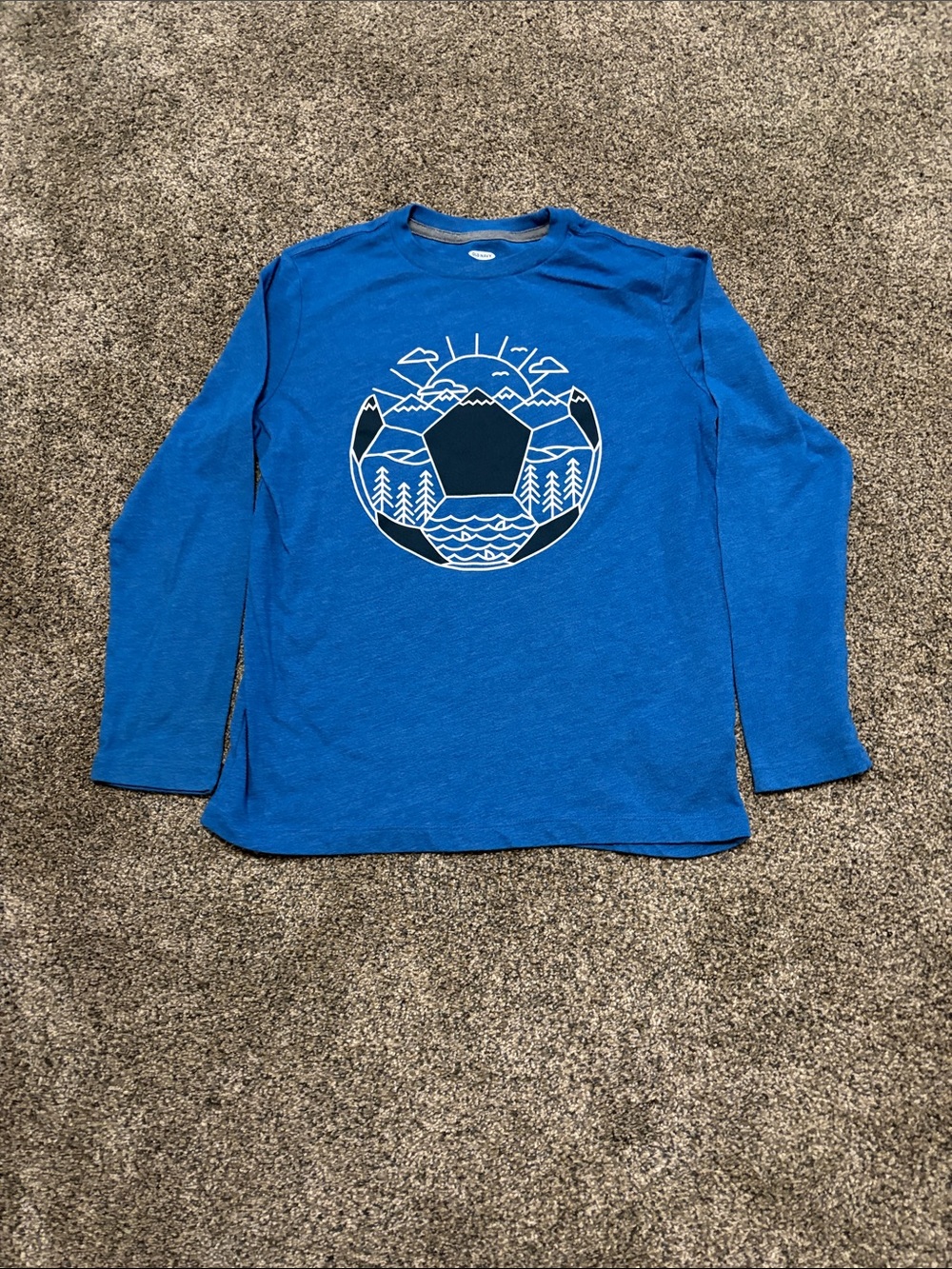 Boys Old Navy Blue Long-Sleeve Graphic Tee Size L 10/12